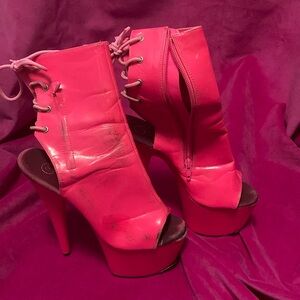 Pleaser Hot Pink Boots 7” Size 9
